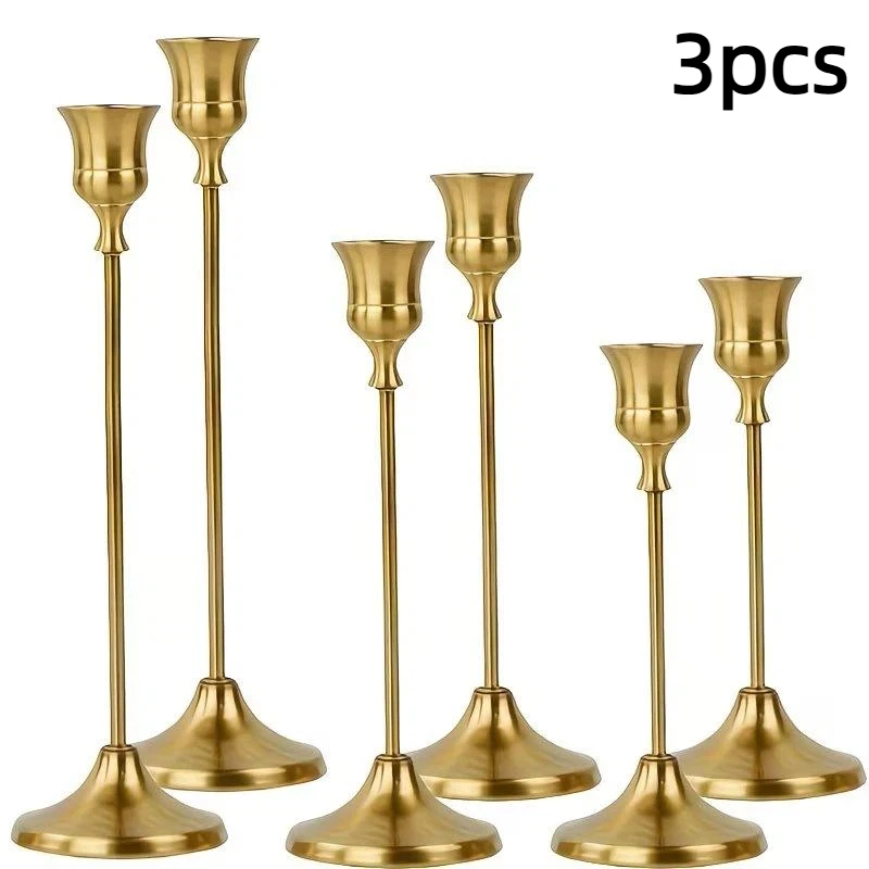 Elegant European Style Metal Candlestick Exquisite Craft Candle Stand for Wedding Table Holiday Gift Home Decor