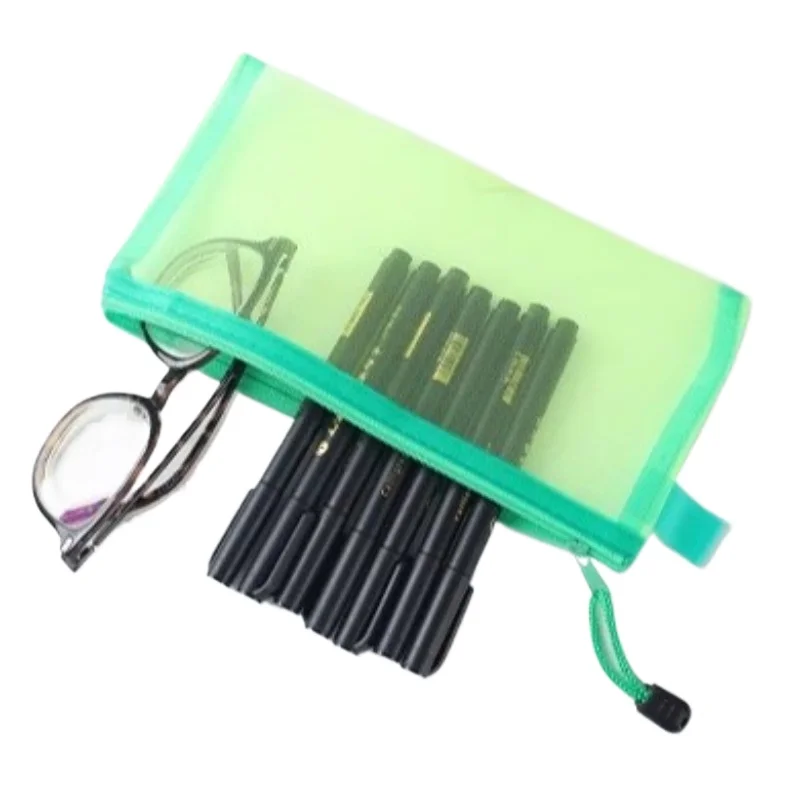 1Pc Zipper Mesh Cosmetic Bag Portable Single Layer Makeup Stationery Organizer Bag Pouch Travel Earphone Card Cable Storage