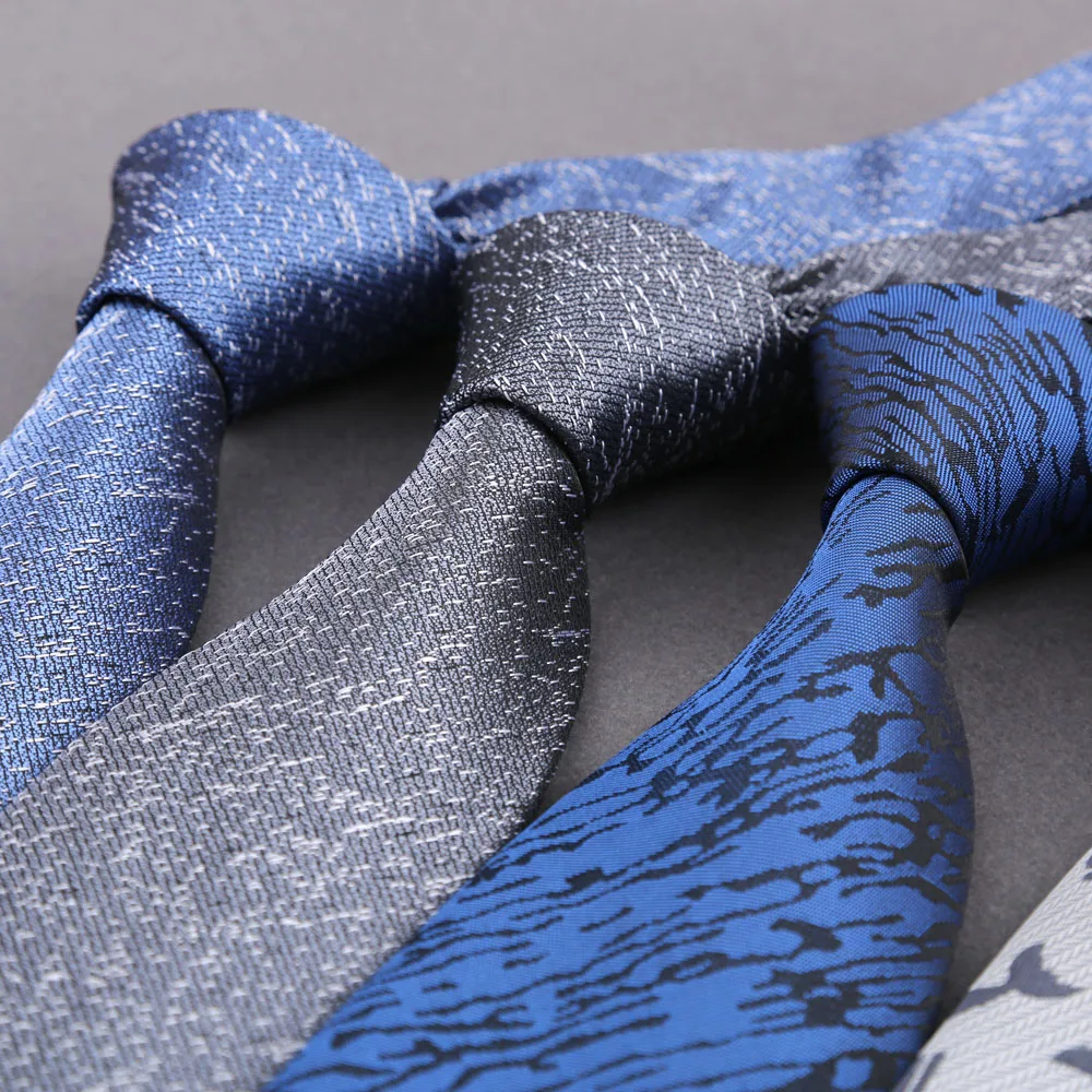 Blue Silver Solid Stripes Ties For Men Wedding Accessories Men's 8cm Jacquard Woven Necktie Fashion Business Party Events
