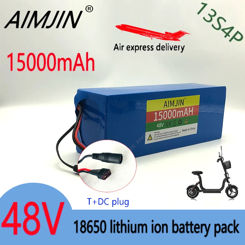 

13S4P 48V18650 Lithium Ion Battery Pack high-power 1000W Suitable for 15000mAh 54.6V BMS Electric and Scooters Battery T DC Plug