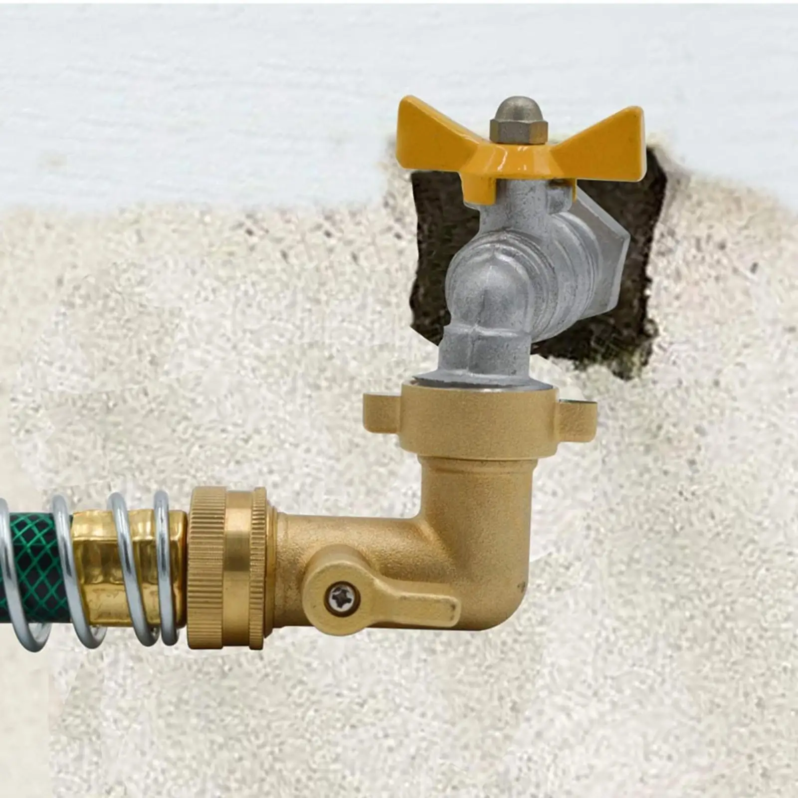 Space Saving 90 Degree Brass Garden Hose Connector Elbow with Built in Switch for Outdoor Water Hose Adapter