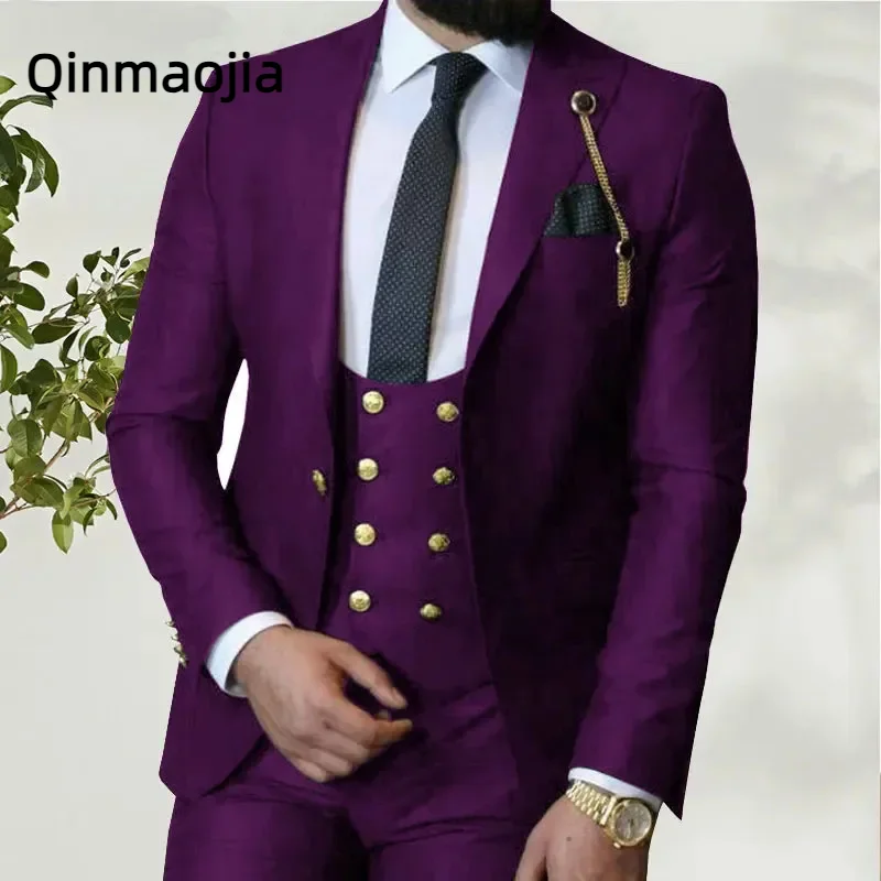 

trajes elegante para hombres Business Slim Fit 3 Pieces Men's Suits Groom Prom Groomsmen for tuxedo suit costume homme