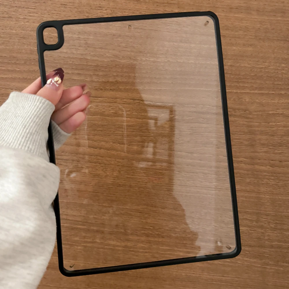 Solid Color Border Y2K Transparent Back Cover For iPad Pro 13 11th M5 M4 12.9 A16 10 8 7 9th 10th Air 11 M2 M3 Mini Tablet Case