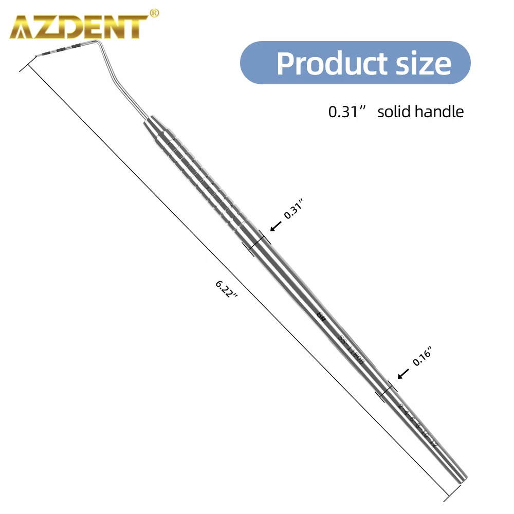 AZDENT 1PC Dental Stainless Steel Graduated Periodontal Probe with Scale Probe 134℃ Sterilization Dentistry Tool