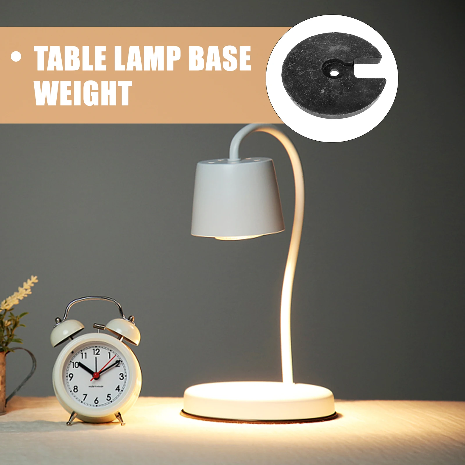 

Plastic Table Lamp Base Weighted Round Safe Stable Holder Bedroom Living Room Study Office DIY Reusable Solar Outdoor