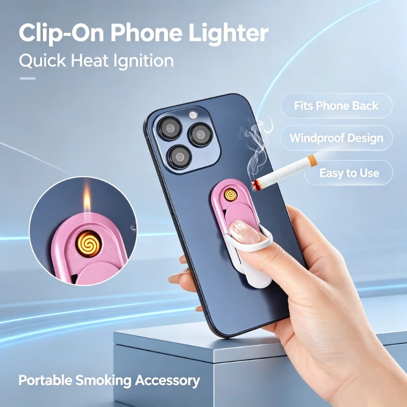 Creative USB Charging Cigarette Lighter with Ring Buckle Phone Holder, Multi-purpose Portable Daily Smoking Accessory