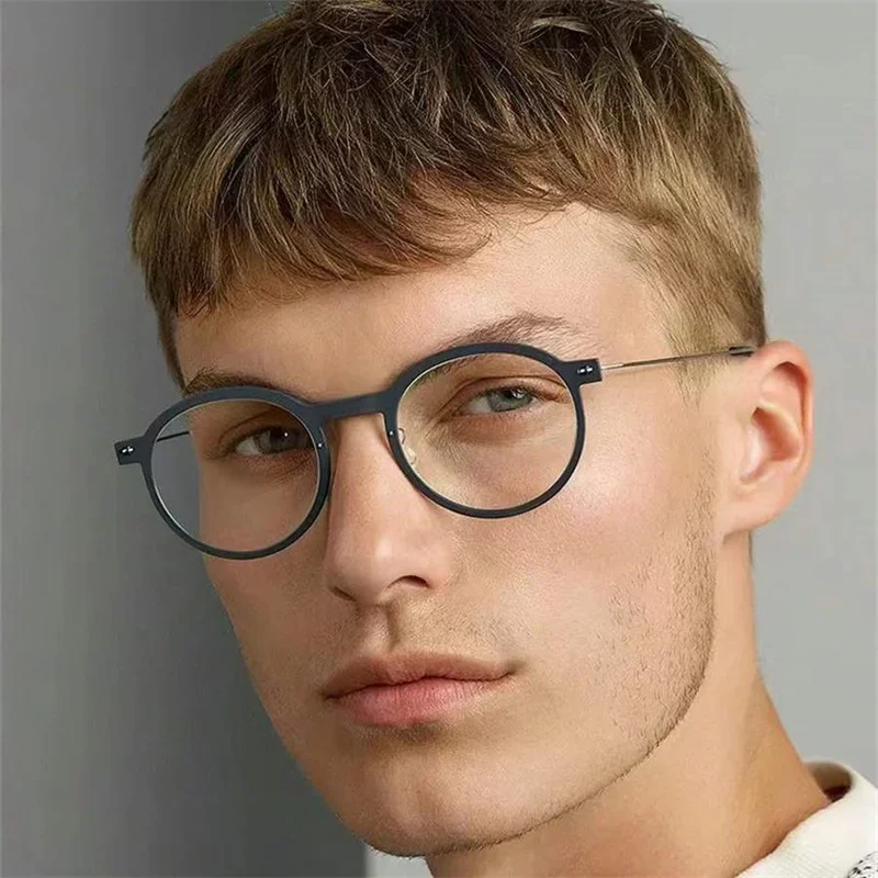 Round Denmark Brand 6586 Screwless Frame Ultralight Men Myopia Eyesglasses Vintage Titanium Women Prescription Glasses de óculo