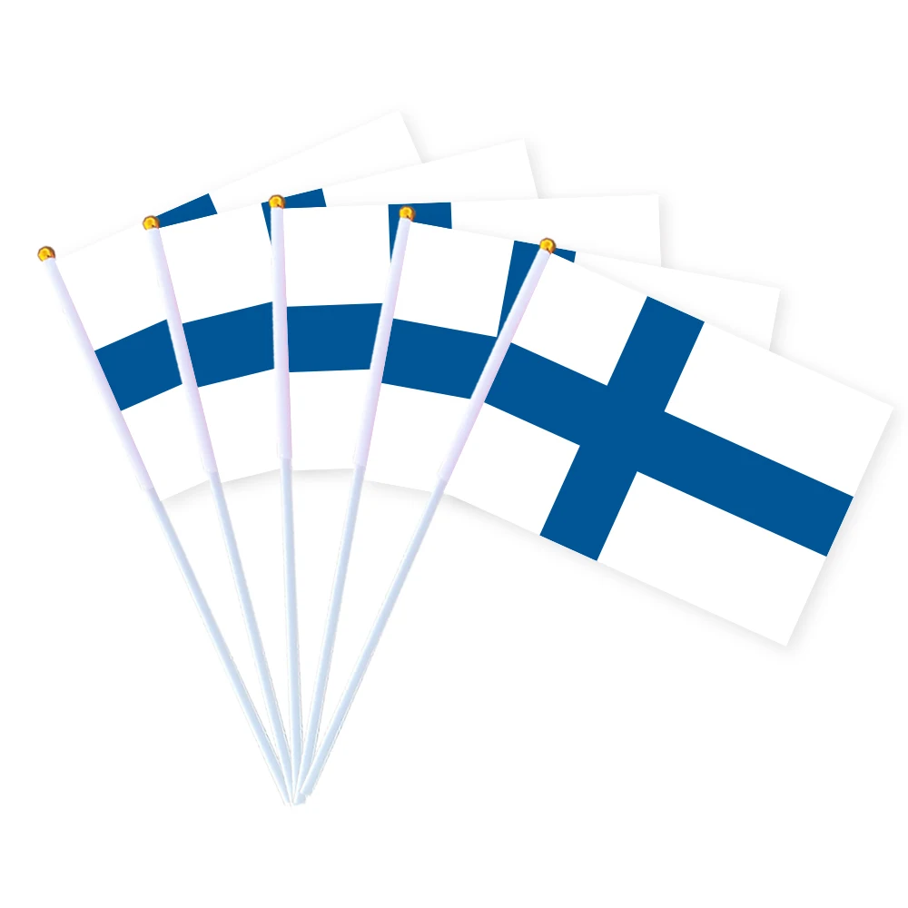 CYPOMELO Flag  Finland national flag 14 * 21cm Finland flag  small holding waving flag indoor and outdoor home decoration