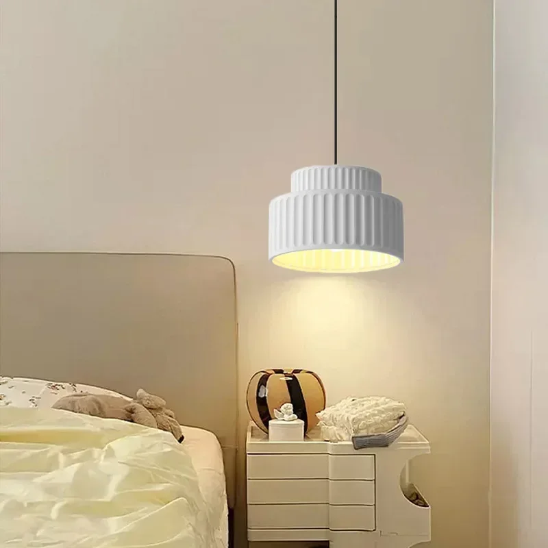 nordic led pendant light lampada de creme simples para quarto sala de jantar corredor decoracao de casa interior resina pendurada 01