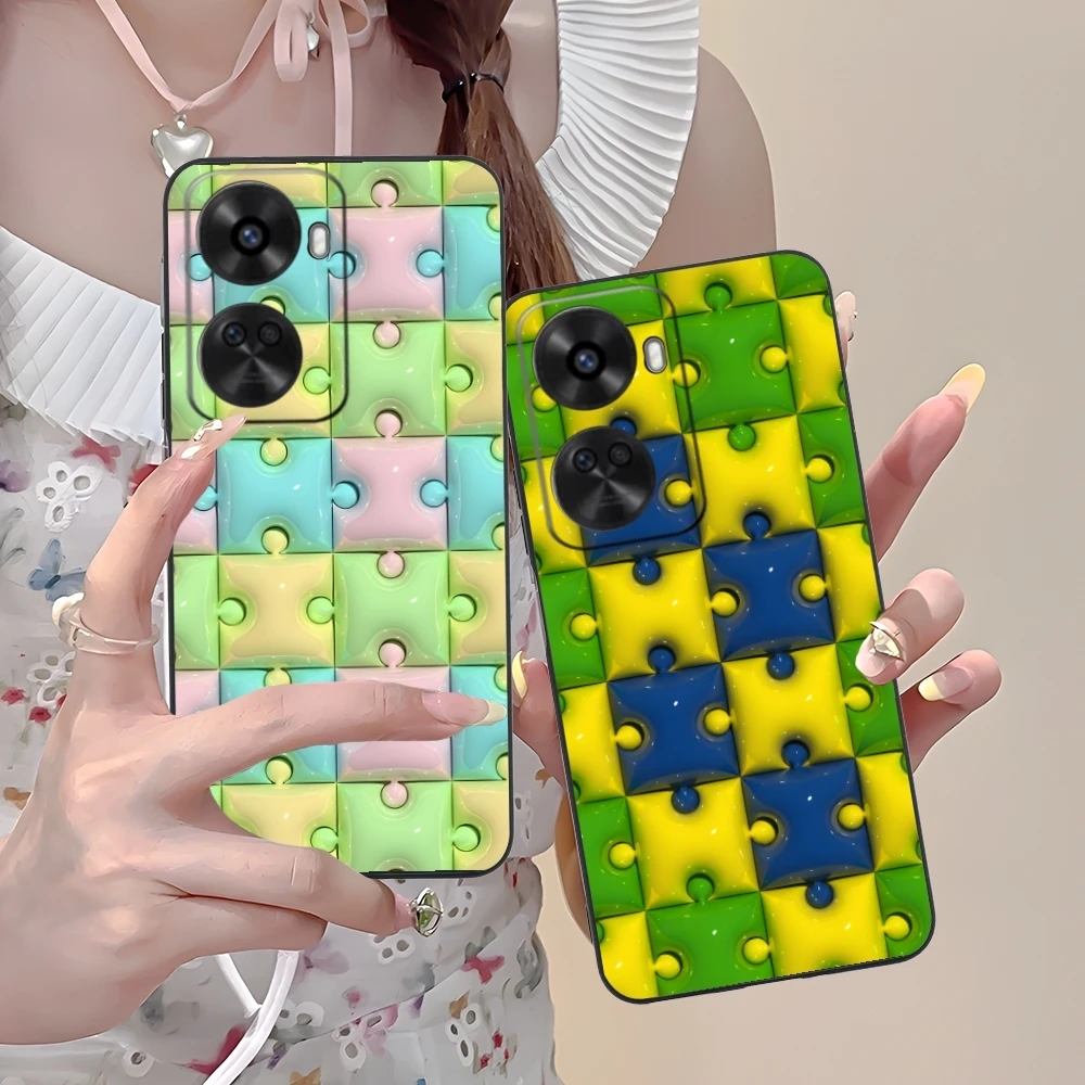 Puzzle Fashion Pretty Mobile Cell Phone Case for Huawei Nova 12 11 10 9 8 7 Pro SE 5G Black Soft Phone Cover Shell