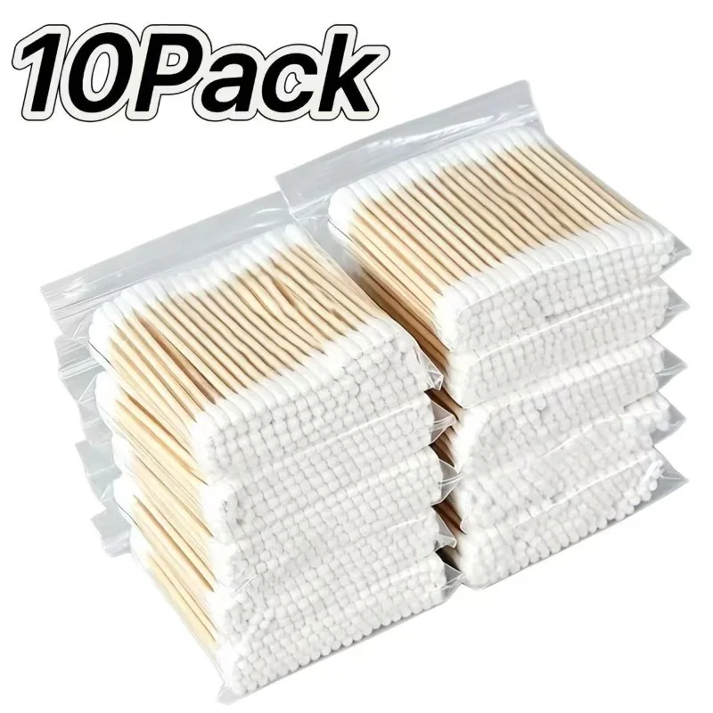 10Packs 1000Pcs Unscented Cotton Swabs Portable Ear Cleaning Buds Home Travel Use
