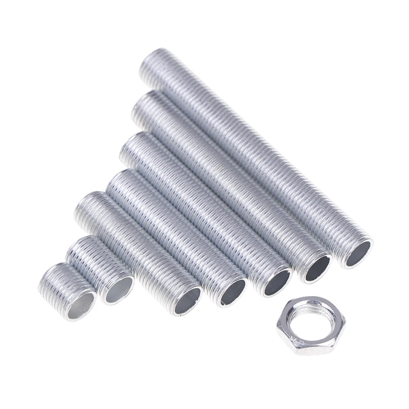10Pcs M10 Lamp Tooth Tube Metal Hollow Threaded Tube Screw Nut Lamp Cap Chandelier Connect Rod Fixed Base