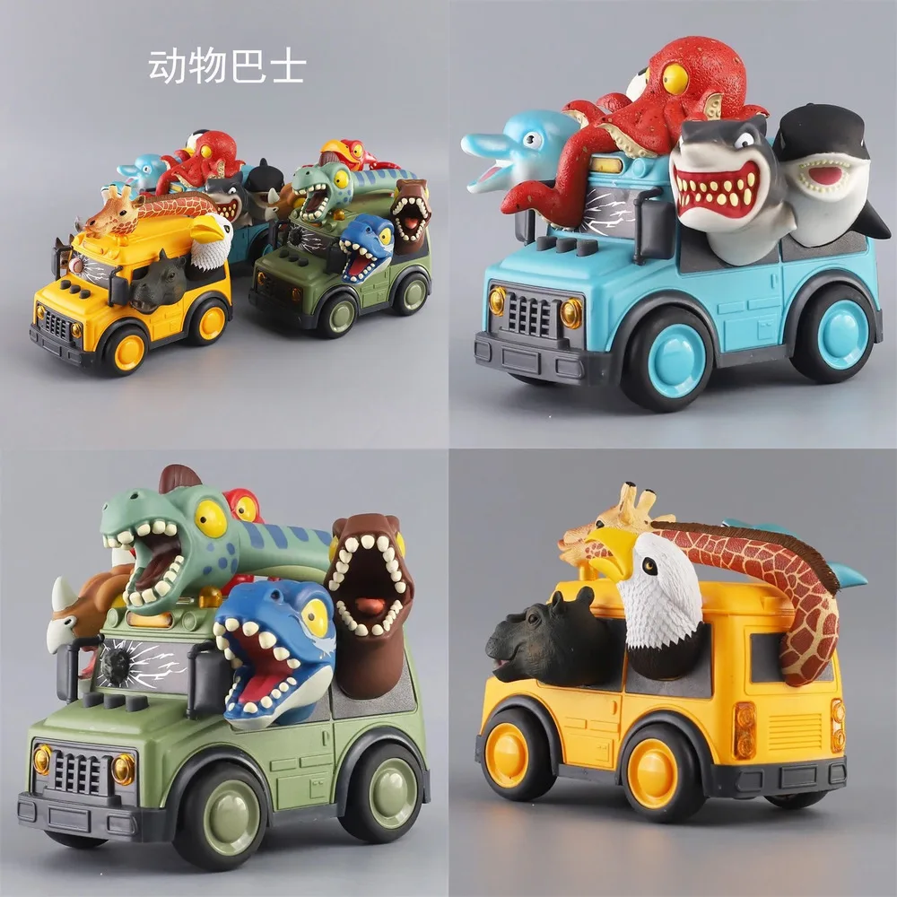 Novelty Cartoon Soft Rubber Dinosaur Head Inertial Friction Toy Car With Light Sound For Kids Boys Birthday Christmas Gift
