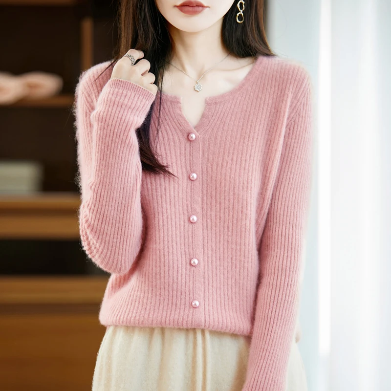 

100% Wool Cardigan New Women's Wool Cardigan Autumn And Winter Cardigans Available In Multiple Colors DMR-D357