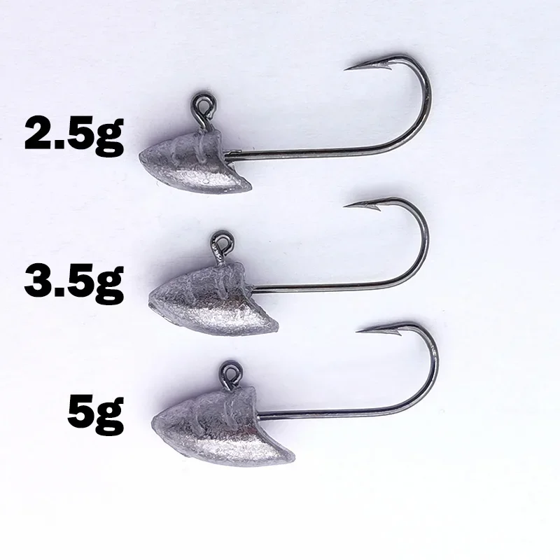 OUTKIT 10pcs mini Jig Head Hook Rock Fishing Hook Blood Trough 2.5g 3.5g 5g Fishing Hook Soft Worm Jig Head Hook Tackle
