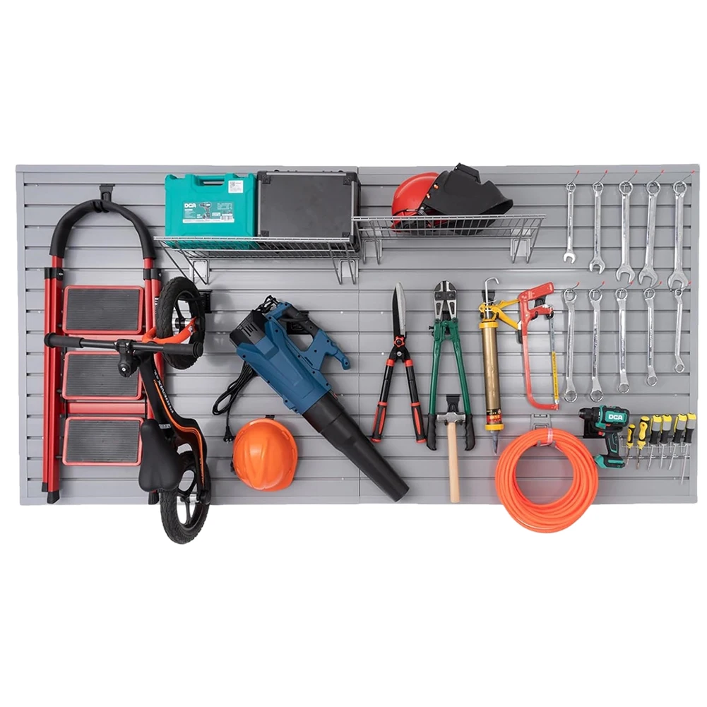 Peg Board Tool Organization 4x8 Ft Wall Panels Pegboard PVC Wall Rack for Garage Storage