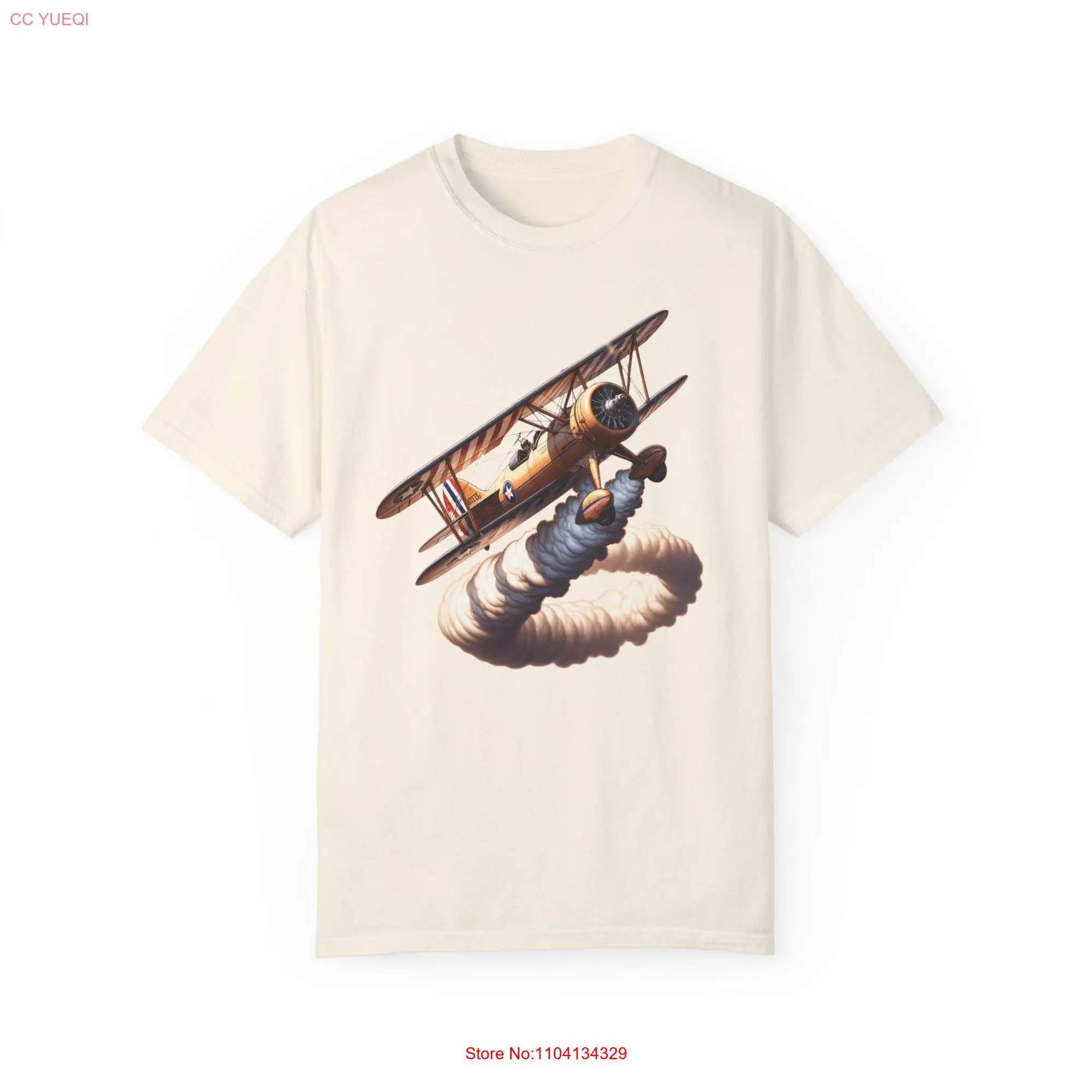 Bi Plane Smoking Garment Dyed T shirt long or short sleeves