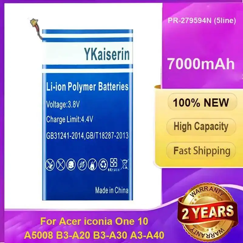 PR-279594N 5line Tablet Battery High Quality Replaceable 7000mAh For Acer Iconia One 10 A5008 B3-A20 B3-A30 A3-A40