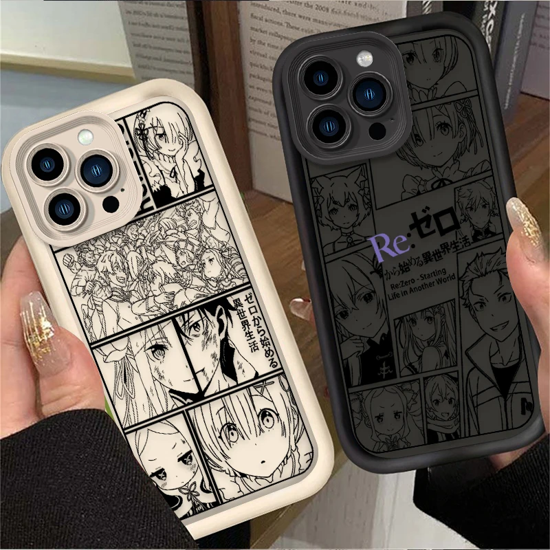 Coque de téléphone en silicone RE ZERO Rem Emilia Puzzle pour iPhone 17 Air 16 16E 15 14 13 12 11 Pro Max X XS X S Max XR SE 2020 SE4 7 8