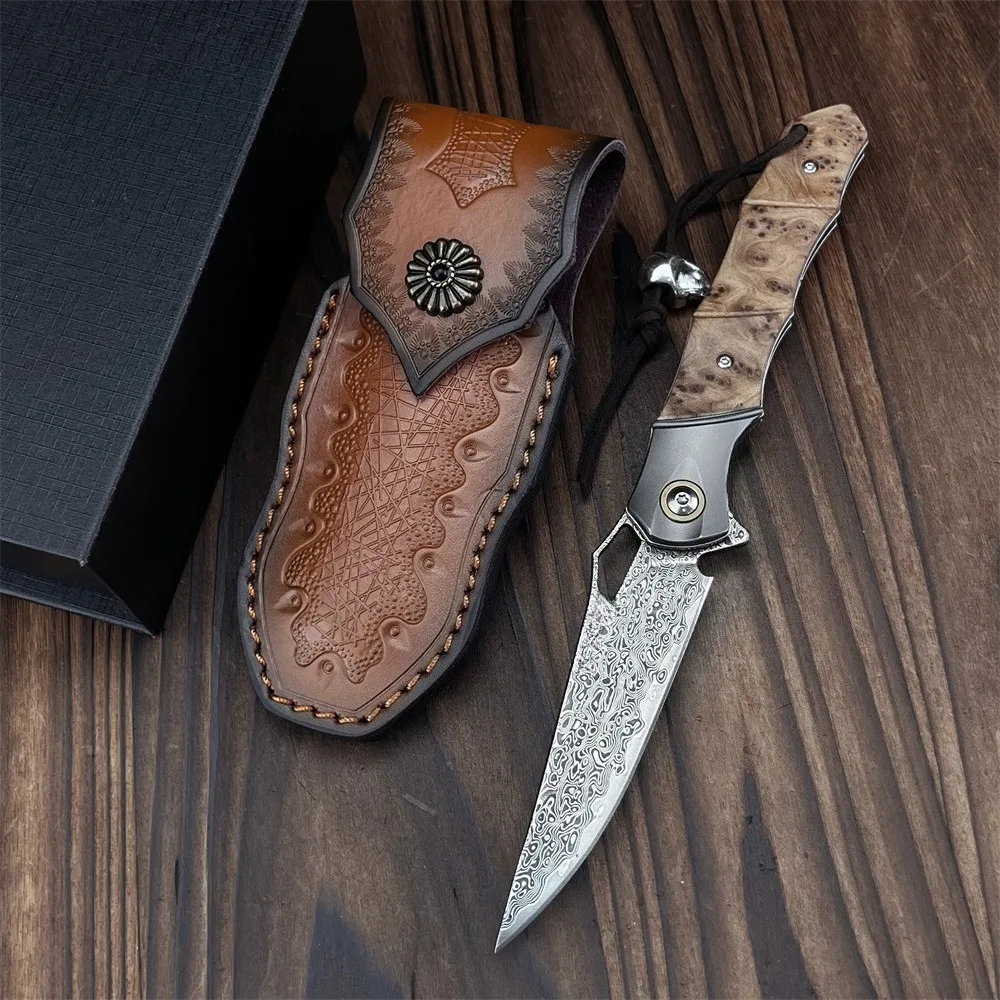 

Две дамасские складные ножи EDC с белым теневым деревом и ручками из палисандра, инструменты для уличной охоты, рыбалки, кемпинга, путешествий, пешего туризма