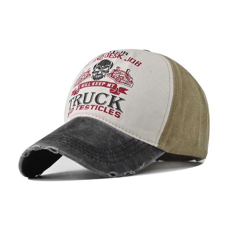 

Pure Cotton New Baseball Cap Snapback Hat For Men And Women Ghost Rider Print Outdoor Denim Cap Washed Vintage Hat