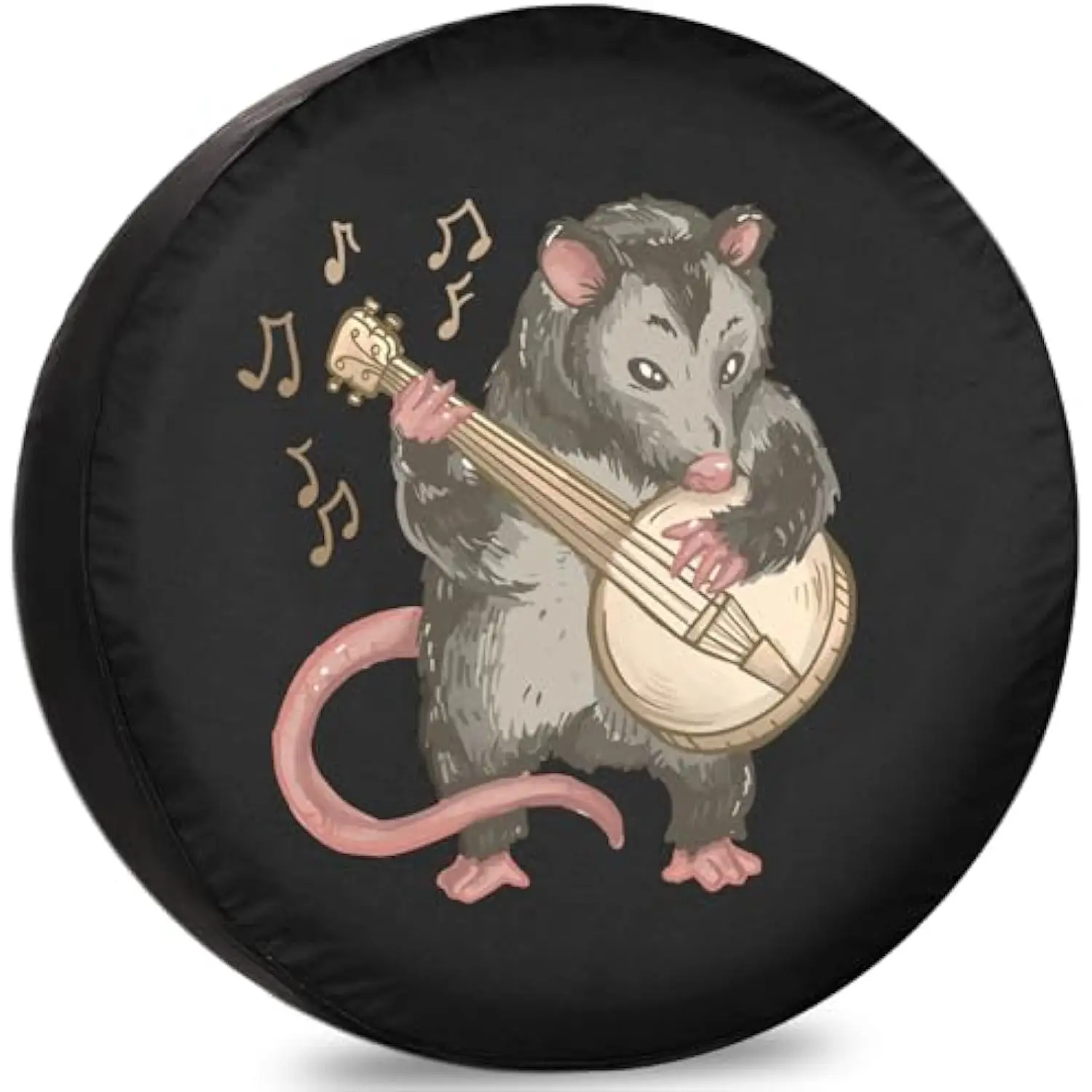 Opossum Playing Banjo Tire Cover Durable Vinyl Protector for Trailer RV SUV Truck Camper Spare Wheels