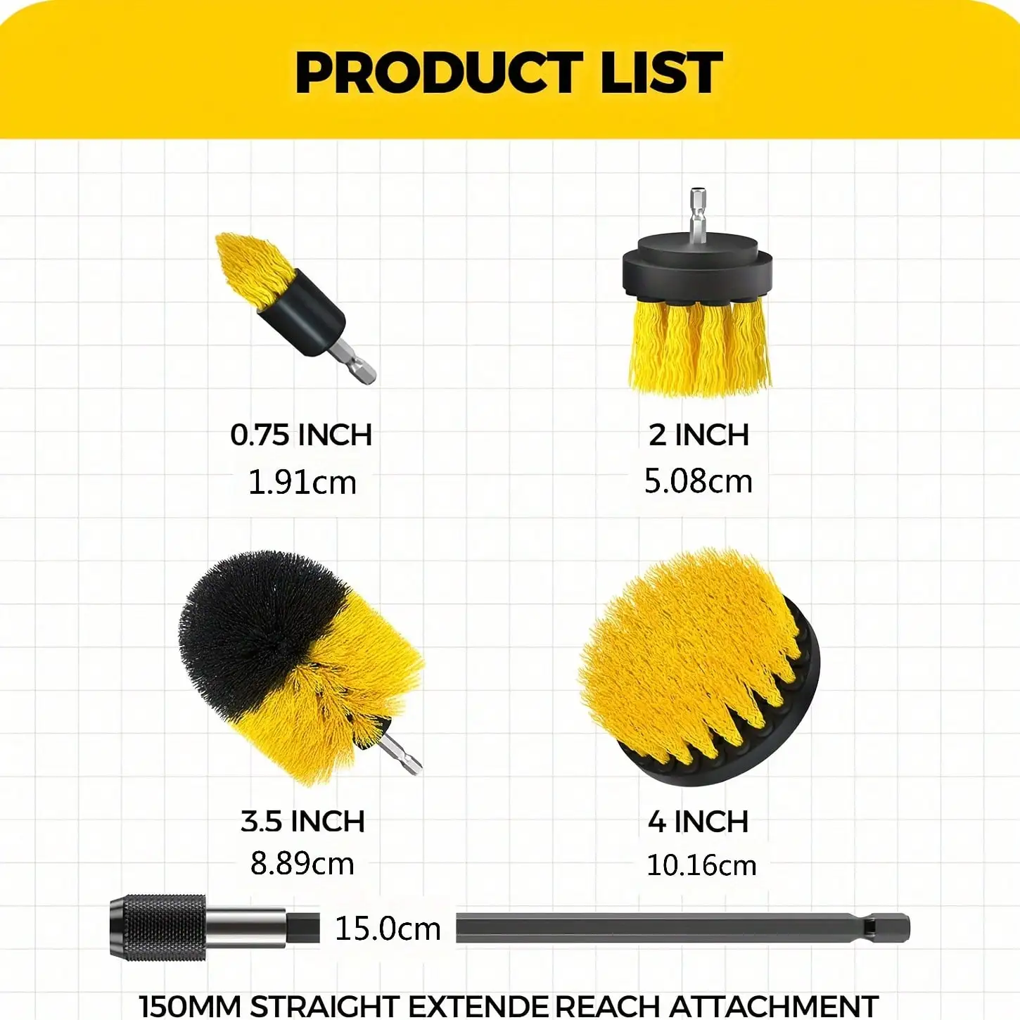 6Pack Drill Brush Power Scrubber Attachment – Electric Cleaning Brush Kit for Car Detailing, Grout, Floor, Carpet & Bathroom