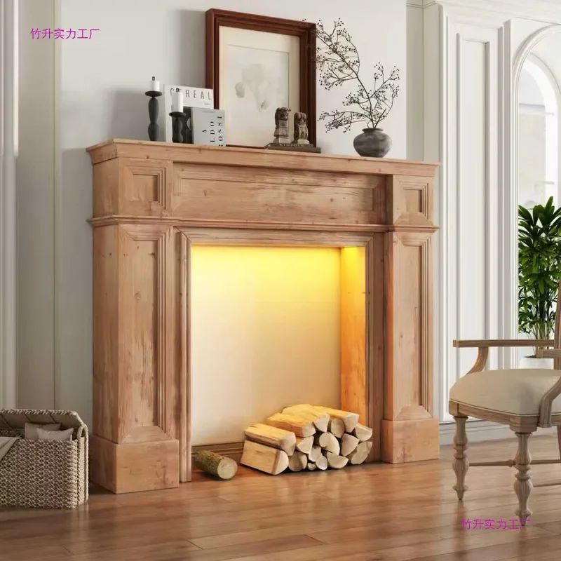 American Retro Fireplace Cabinet Pastoral Decorative Storage Rack Simple Mantel Shelf for Home Wedding Photo Props