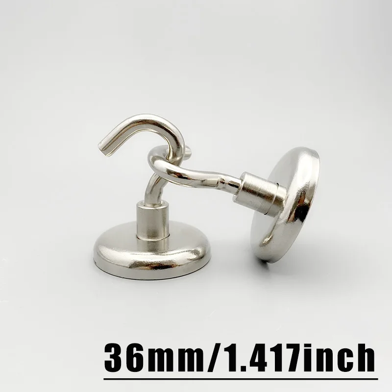1-5pcs 36mm Diameter Heavy Duty Strong Magnetic Hooks，Powerful Permanent Magnet Wall Hanging Hooks for Fishing Garage Organizing