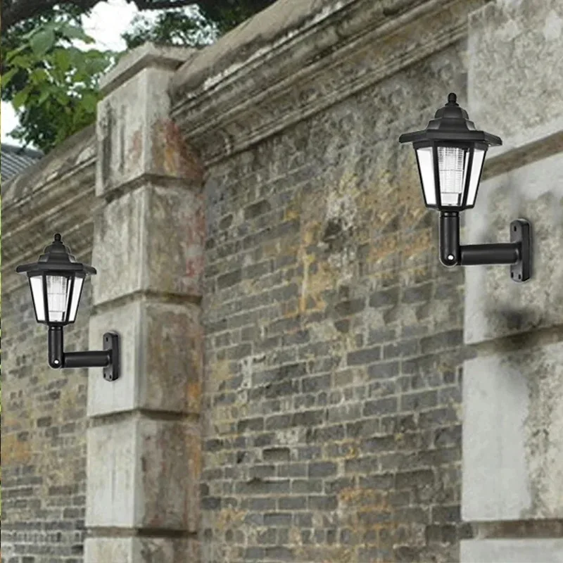 Retro Solar lights Outdoor,Hexagonal LED Wall Lamp,IP44 Waterproof Fence Light,LED Landscape Lighting,for Courtyard Decor