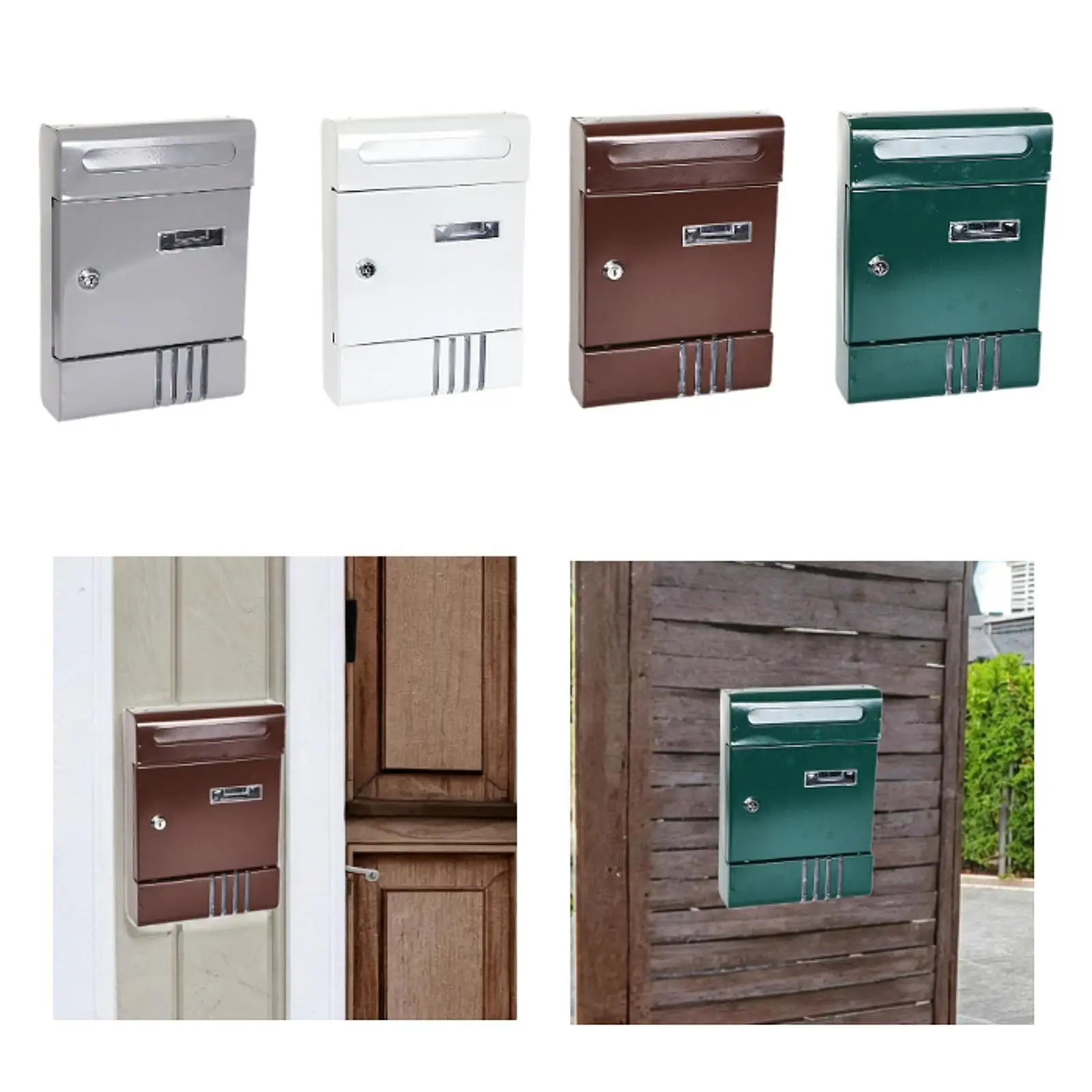 

European Style Modern Metal Wall Mounted Steel Mailbox with Outside Key Lock Rustproof Garden Post Case Box for Commerce Stores