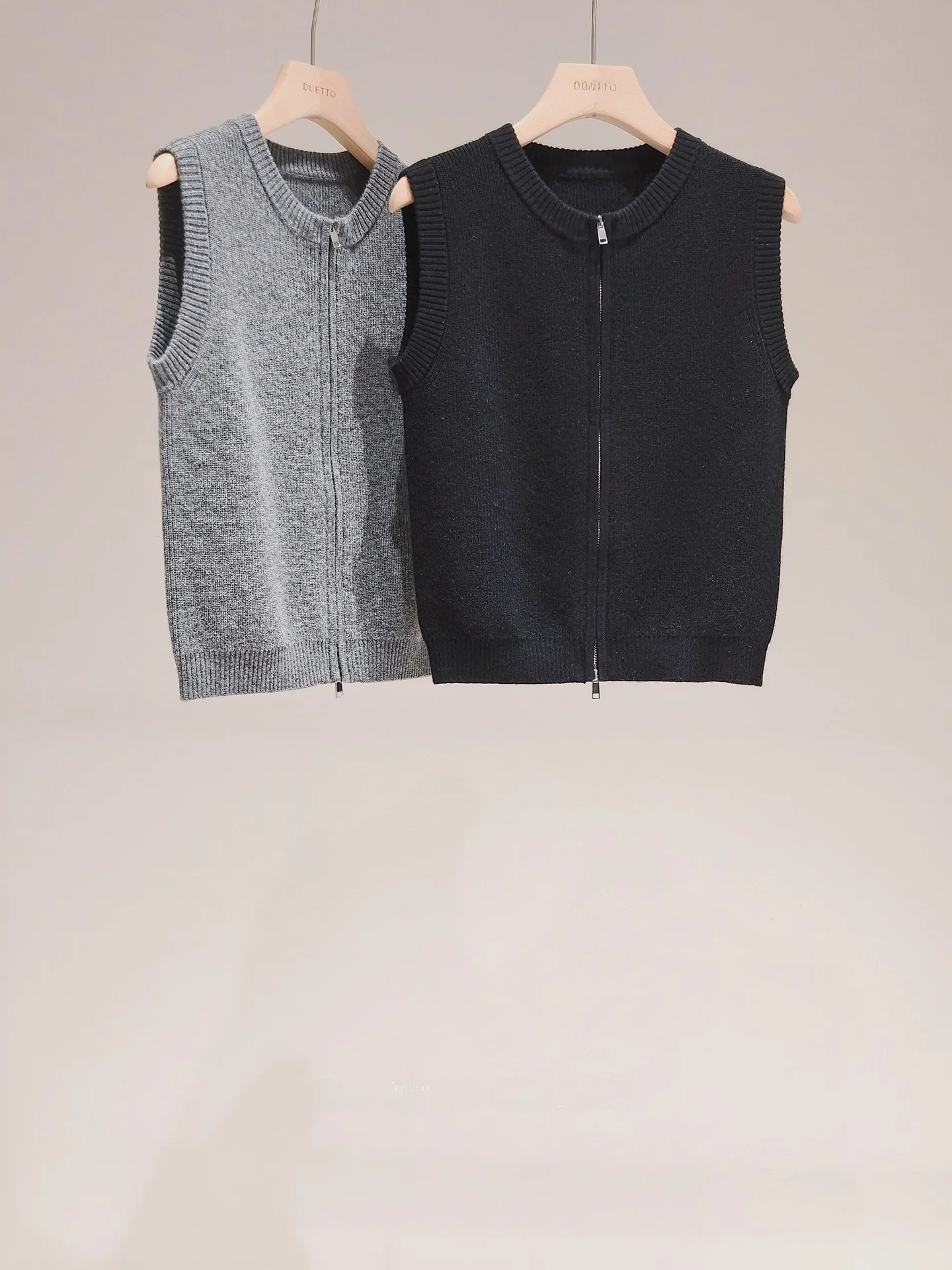 

Duetto Vintage Style Knitted Wool Blend Cashmere Vest round Neck Open Cardigan Warm City Commute Workwear Mid-Year Fashion
