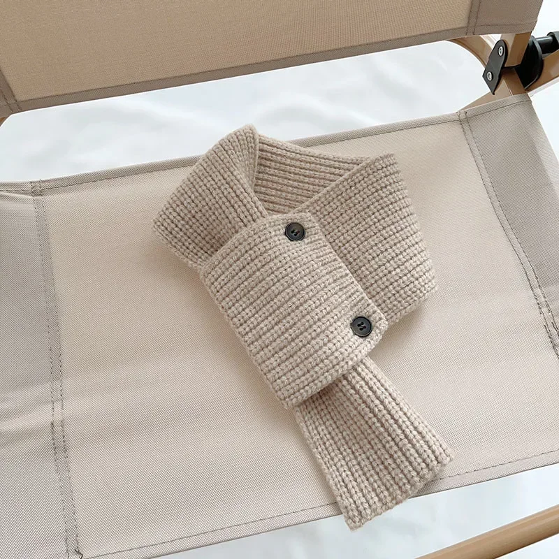 Sciarpa silenziatore per bambini calda di nuova moda invernale per bambini per ragazze dei ragazzi Bottoni in maglia con colletto incrociato Anello per il collo Sciarpe in tinta unita per bambini