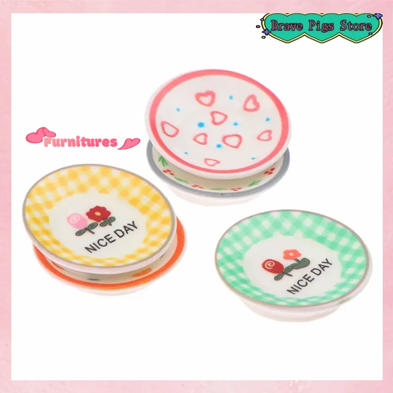 5Pcs Mini Plates Dishes Model Simulation Kitchen Decoration Accessories