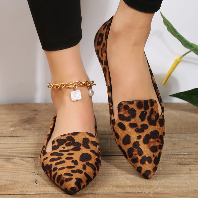 Summer Fashion New Sexy Outerwear Leopard Print Flat Pointed Toe Casual Comfortable Popular Sandals Walking Shoes