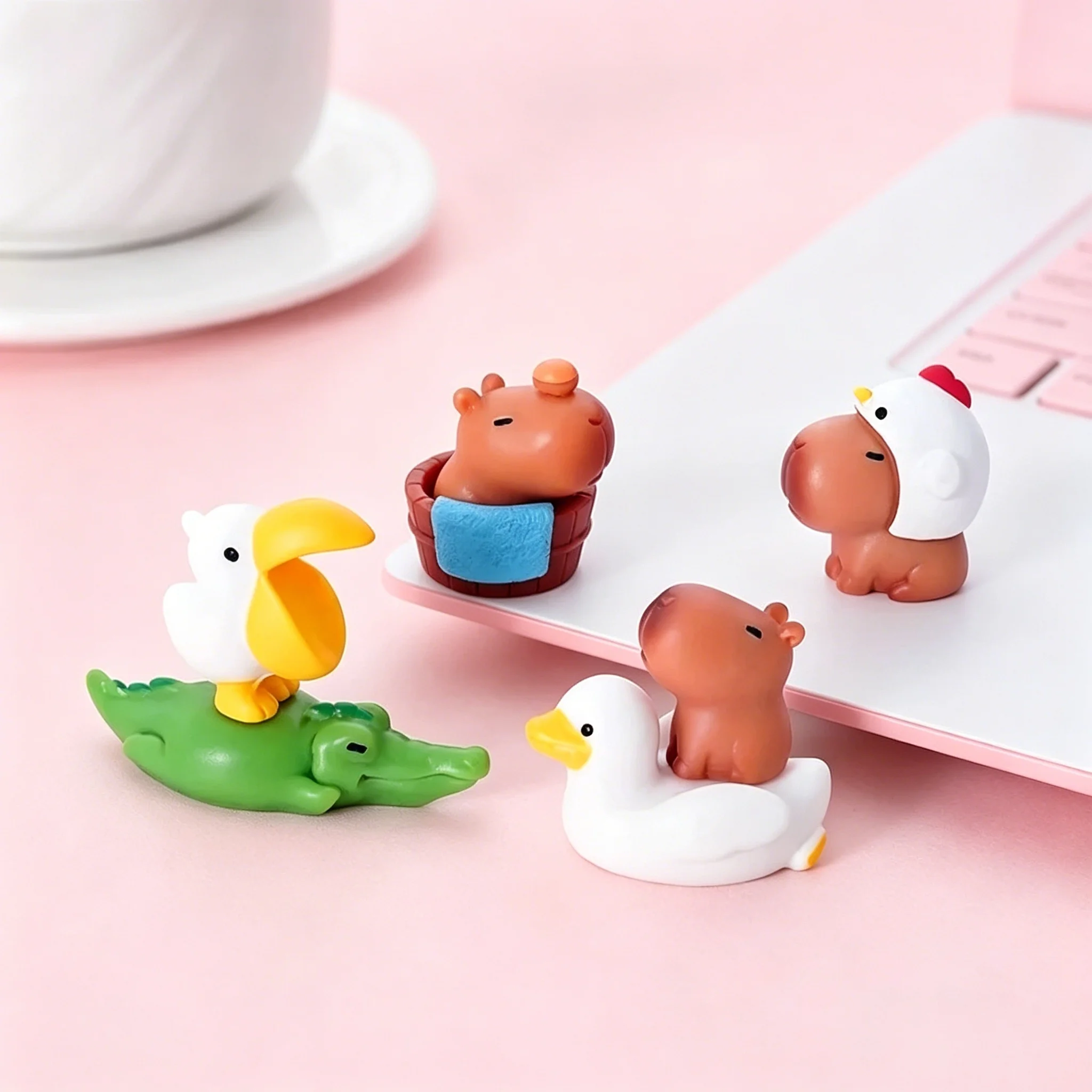 10Pcs Mini Capybara Resin Figures, Cute Animal Statues for Home Office Decor, Micro Landscape & Dollhouse Props