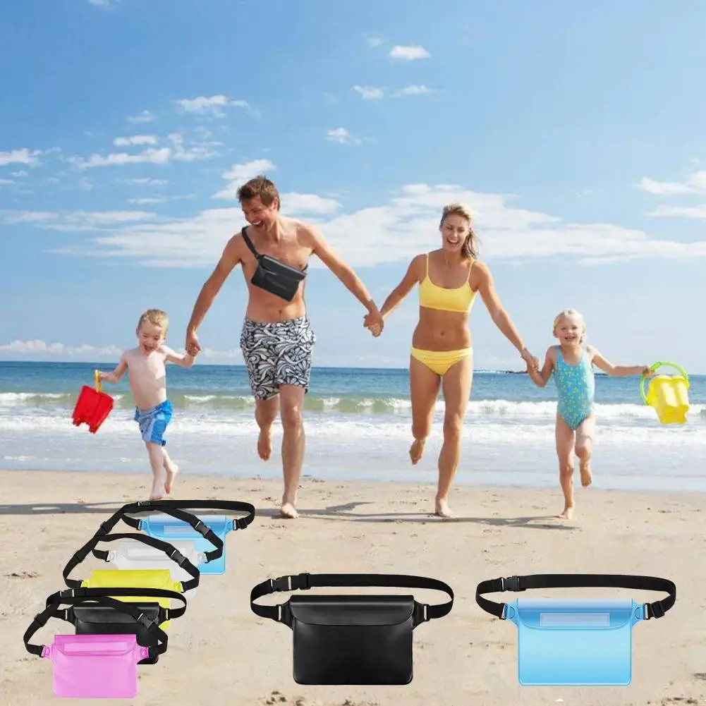 Bolsa impermeable de Pvc para teléfono móvil, cinturón de objetos de valor para playa, natación, esnórquel con correa de cintura ajustable, bolsa seca, E3k3