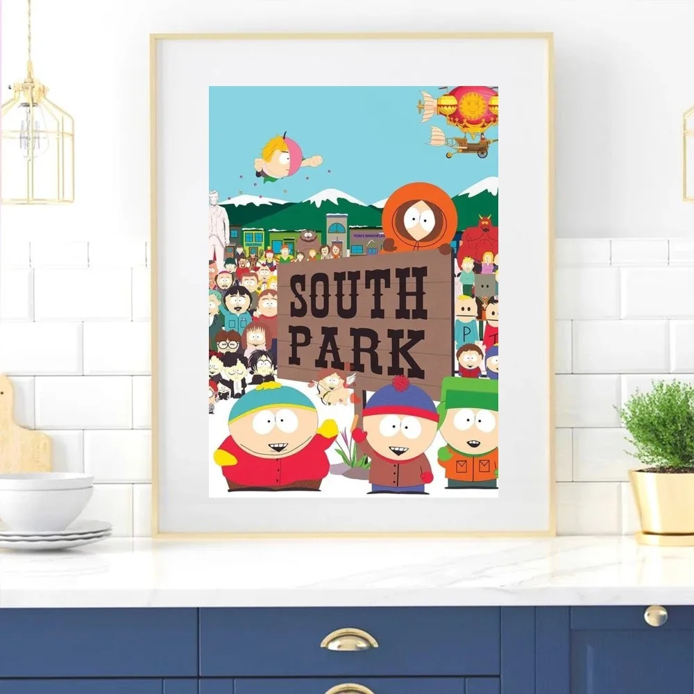 Cartoon S-South Cute P-Park Poster Home Room Decor Livingroom Bedroom Aesthetic Art Wall Painting Stickers