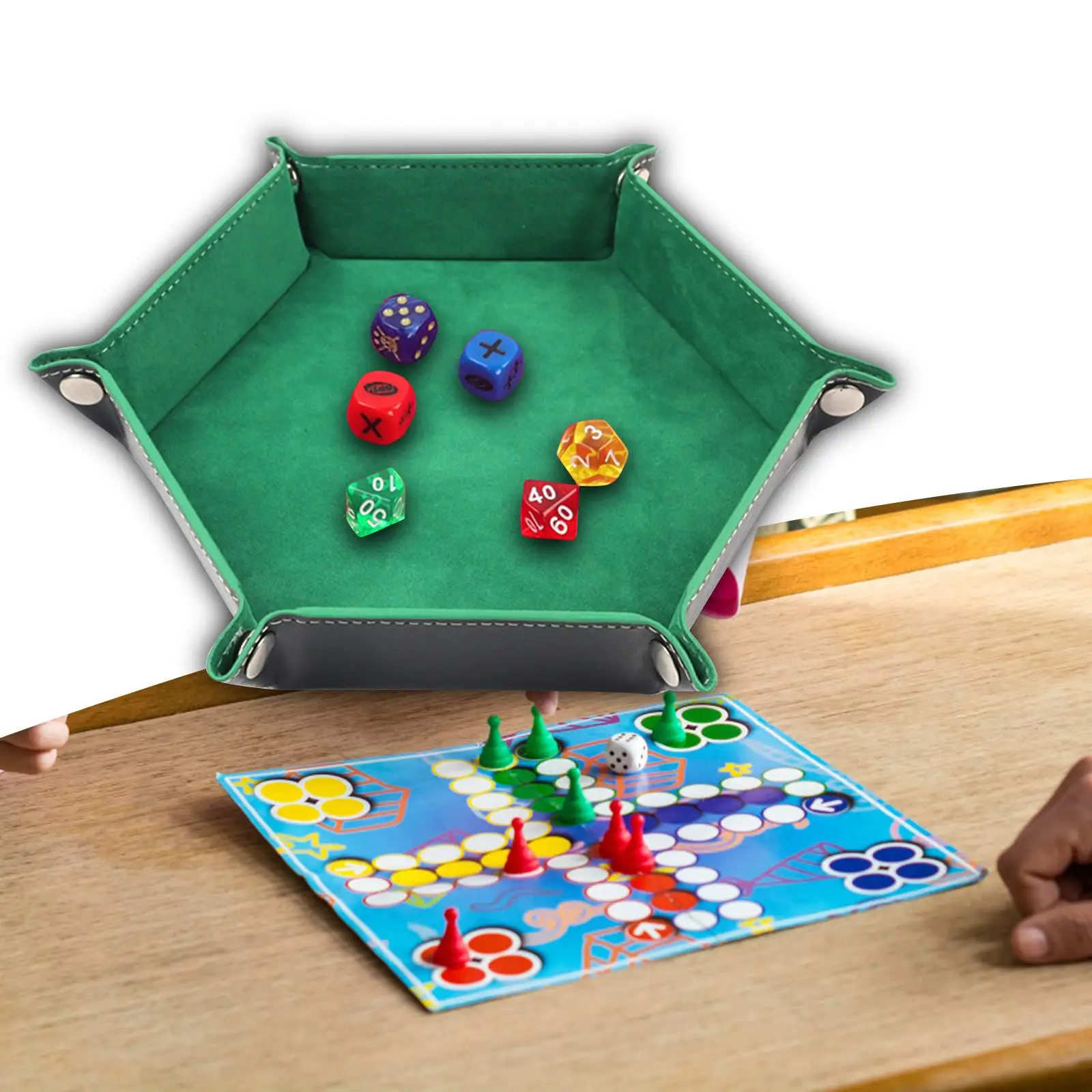 

Folding Dice Trays for Dice PU Leather Office Supplies Foldable Hexagon Dice