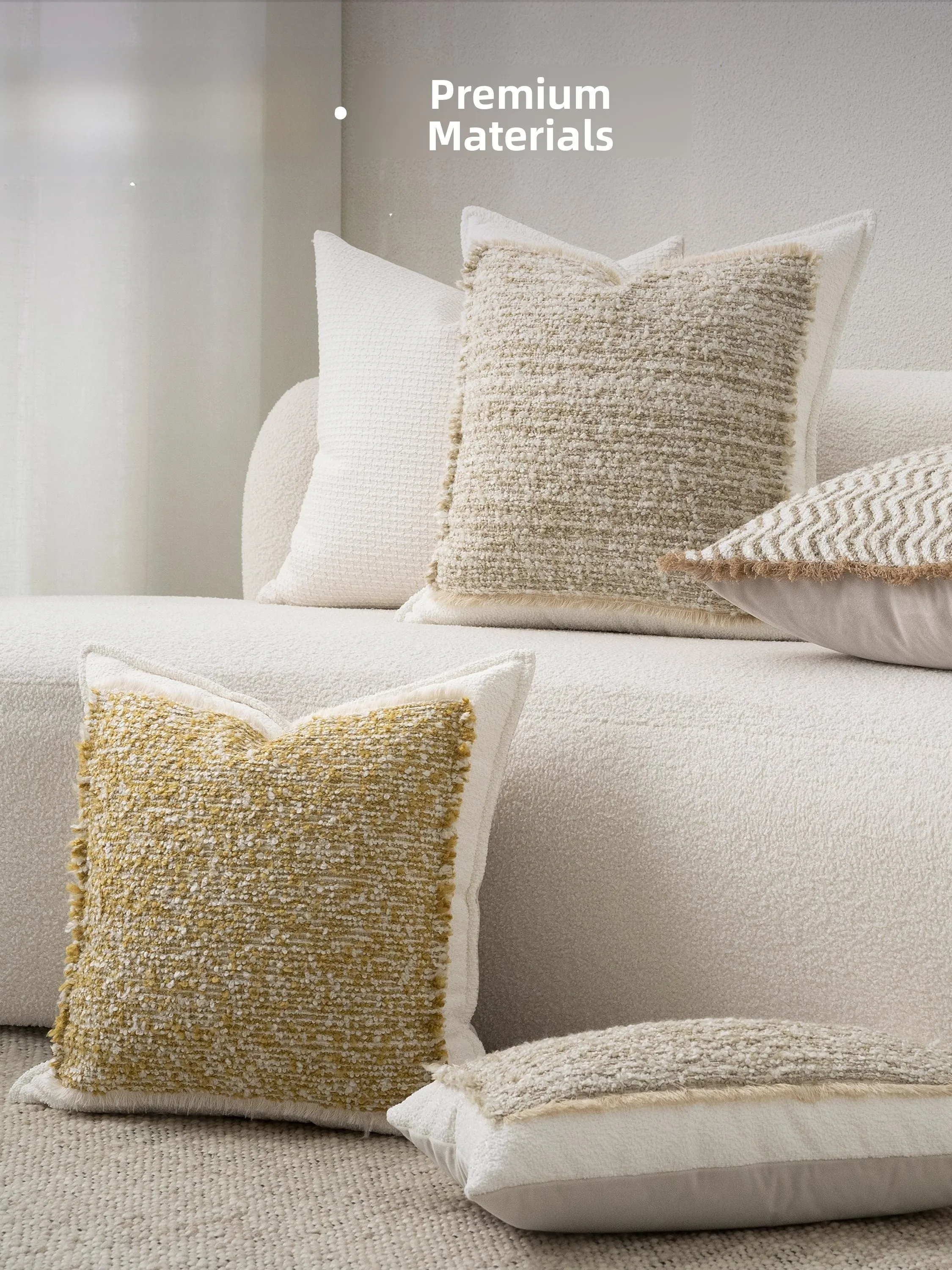 

Wanxipin Chic Wool Blend Beige Pillow Cover Luxury Lumbar Pillow Case for Homestay Display l Square Removable And Waable