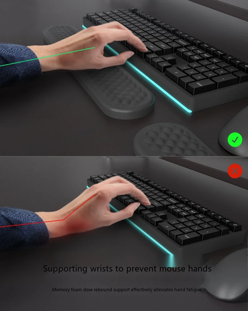 Diamant-Wassertropfen-Handgelenkauflage, ergonomische Schreibtischunterlage für Büro und Gaming, 13 Farben, 3 Konfigurationen – Detail 3