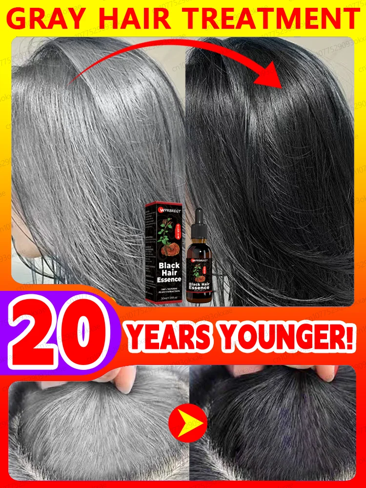 White Hair Black Serum Natural Restore Hair nourish Color Enhancement Anti Gray Effective Repair Aging Scalp Solution Treatment