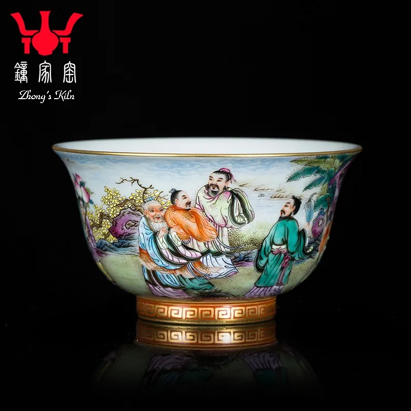 Zhongjia Kiln Porcelain Master Cup Jingdezhen High-End Enamel Color Star Birthday Celebration Tea Cup Dedicated Personal High-En