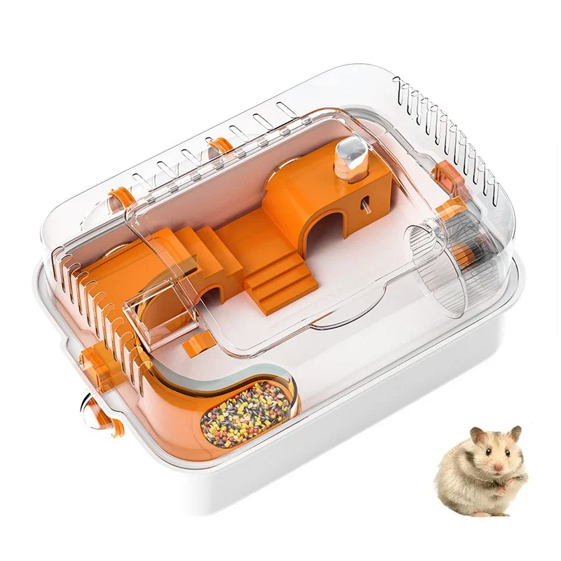 

Large Hamster Cage Set Transparent Acrylic Hamster House Hideout Panoramic Rabbit Rat Guinea Pig Cage Small Animals Breeding Box