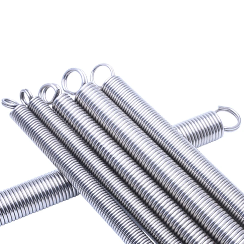 1/2/5Pcs 304 Stainless Steel Tension Spring Steel Wire Diameter 0.6mm OD 5mm Double Coil L-shaped Spring Length 25mm-220mm ﻿ ﻿
