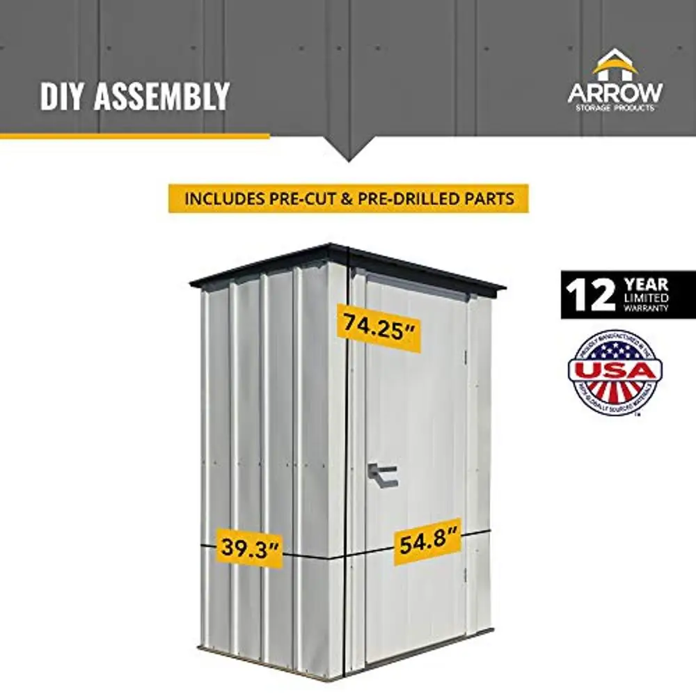 

Metal Patio Storage Shed Kit Outdoor Garden and Patio Compact 4'x3'x6' Shed Gray/Anthracite Easy Access and Tall Walls Versatile