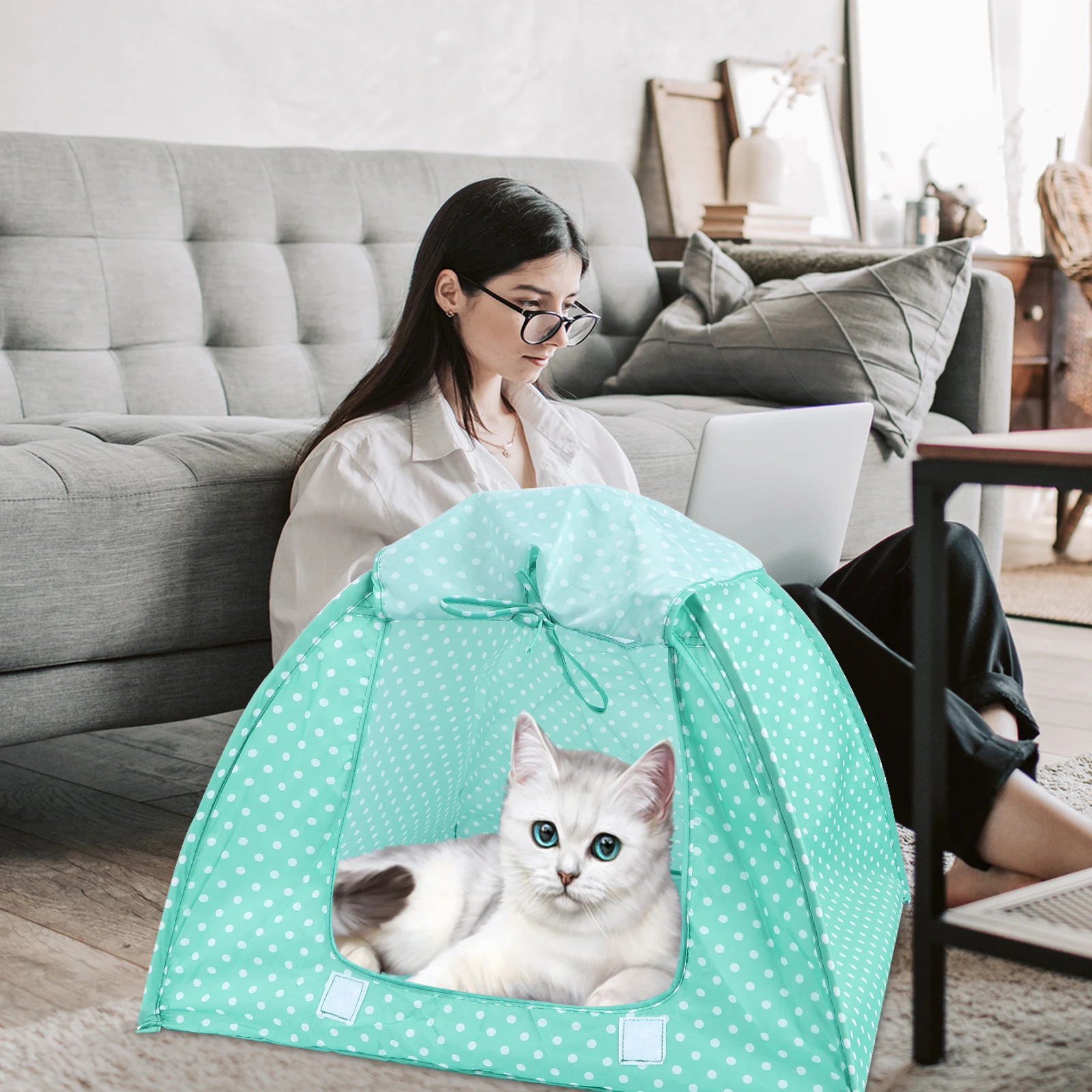 

Pet Tent Puppy Playing Indoor Cat Dog Bed Nest Canopy Foldable Shelter Portable