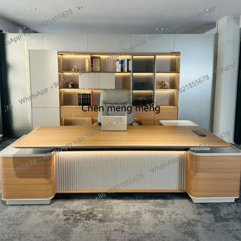 A178Chairperson, General Manager Office Solid Wood Office Boss Desk Painting Simple Modern President Desk Large Class Desk