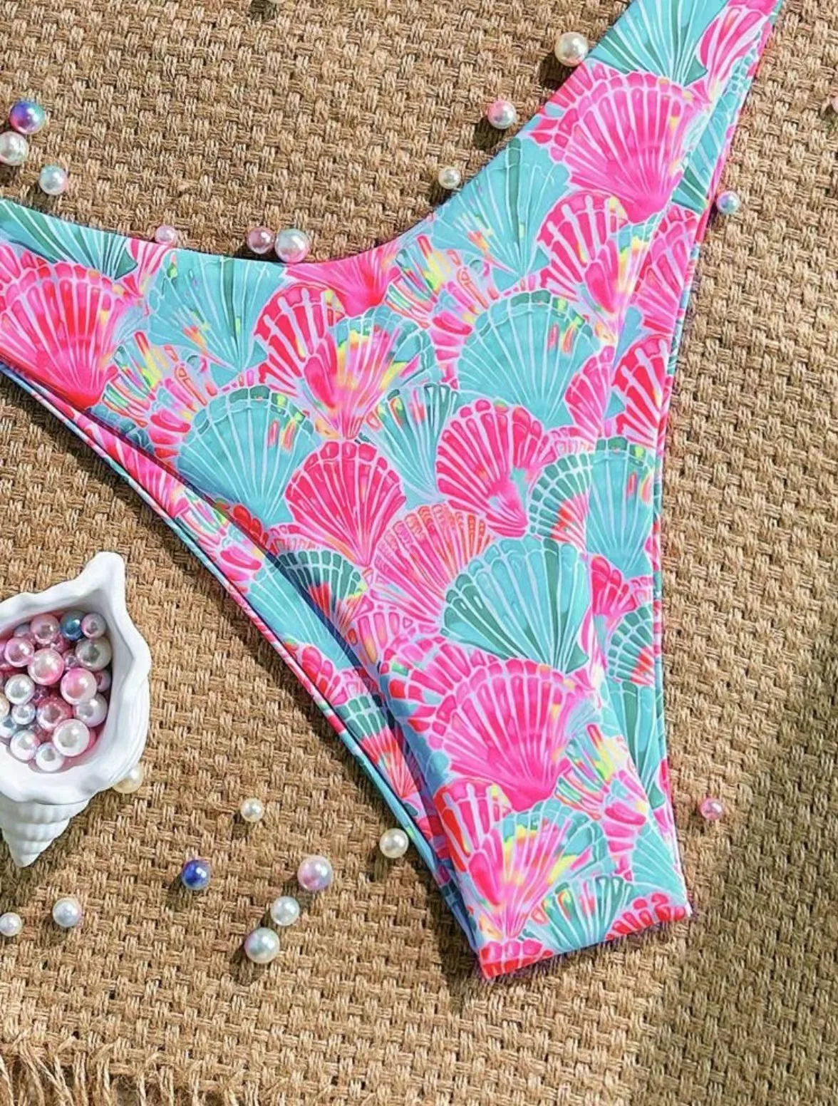 Conjuntos de bikinis sexys con estampado rosa para mujer, traje de baño de dos piezas con colgante de lazo halter, ropa de playa, traje de baño, bikini trikini