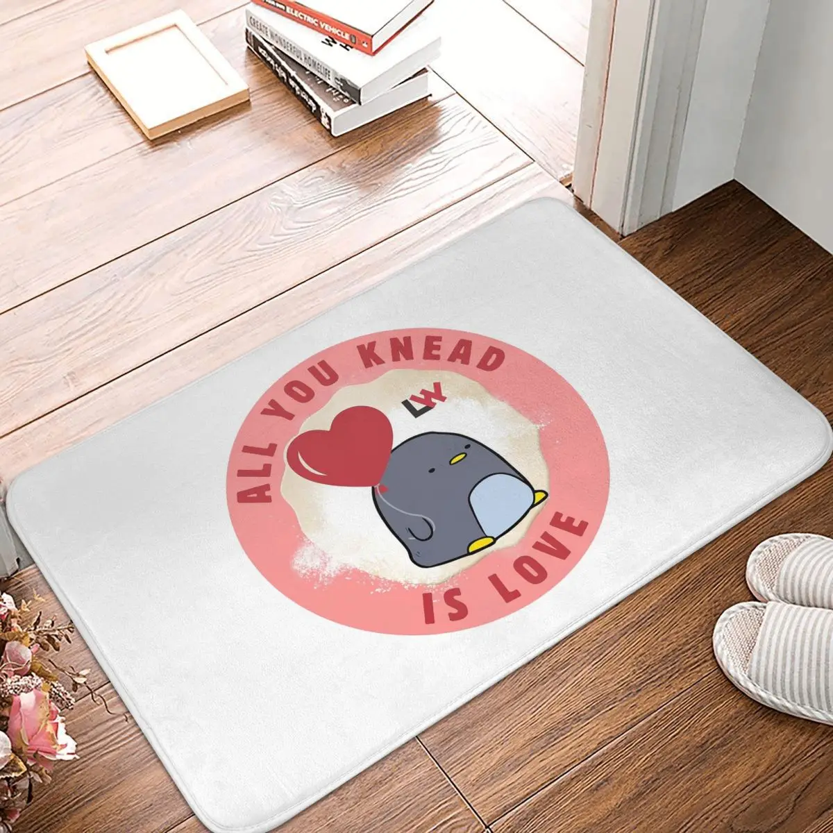 All You Knead Is Love - Pink Round Doormat Kitchen Entrance Home Floor Mat Anti-slip Carpet Rug for Bathroom Footpad Mats